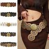 Rivet Western Leather Waistband Exaggerated Woman Vintage Belt Wide Boho Disc Belt Spicy Girl