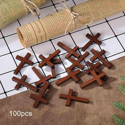 100 Pieces Wooden Cross Charms Fashion Small Pendants for DIY Necklace Bracelet