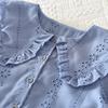 New Korean Style Girls' Clothing Doll Collar Turn-Down Collar Floral Embroidery Top and Short Skirt Two-Piece Casual Set