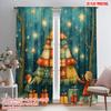 2pcs,2D Plane Printing Curtain Popular Charming Festive Christmas Tree Scene (2) Polyester (without Rod) Home Decor for Bedroom,