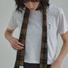 moire moa Mini Classic Check wool muffler-Brown