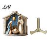 Teak Wood Jesus Birth Figurines Nativity Scene Wooden Tabletop Sign Christmas Manger Holy Family Figurine Decor Decor Religious Xmas Desktop