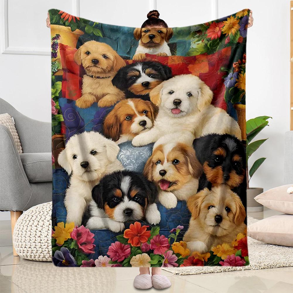 Chihuahua Photo Collage Flannel Blanket,Lightweight,Office Blanket,Sofa Blanket,Comfortable Blanket