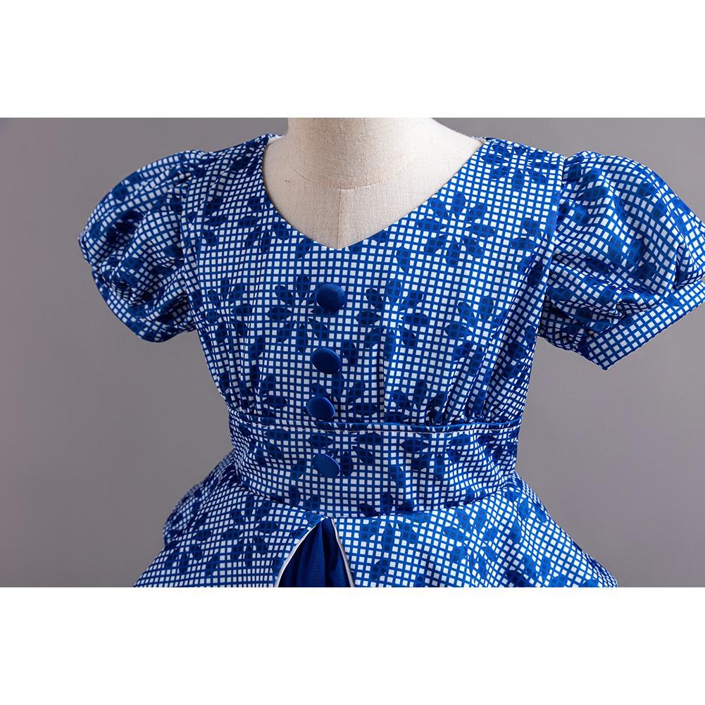 Children's Princess Dresses Thousand Birdie Patchwork Mesh Puffy Long Bubble Sleeve Girls' Stage Performance Dresses  Girl's Favourite Dress