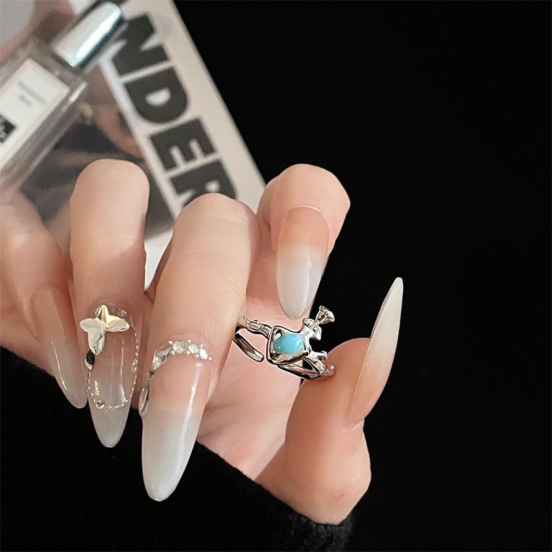 Sea Blue Enamel Fish-Shaped Open Ring Love Fashion High Personality Exquisite Mori Elegant Ring Woman