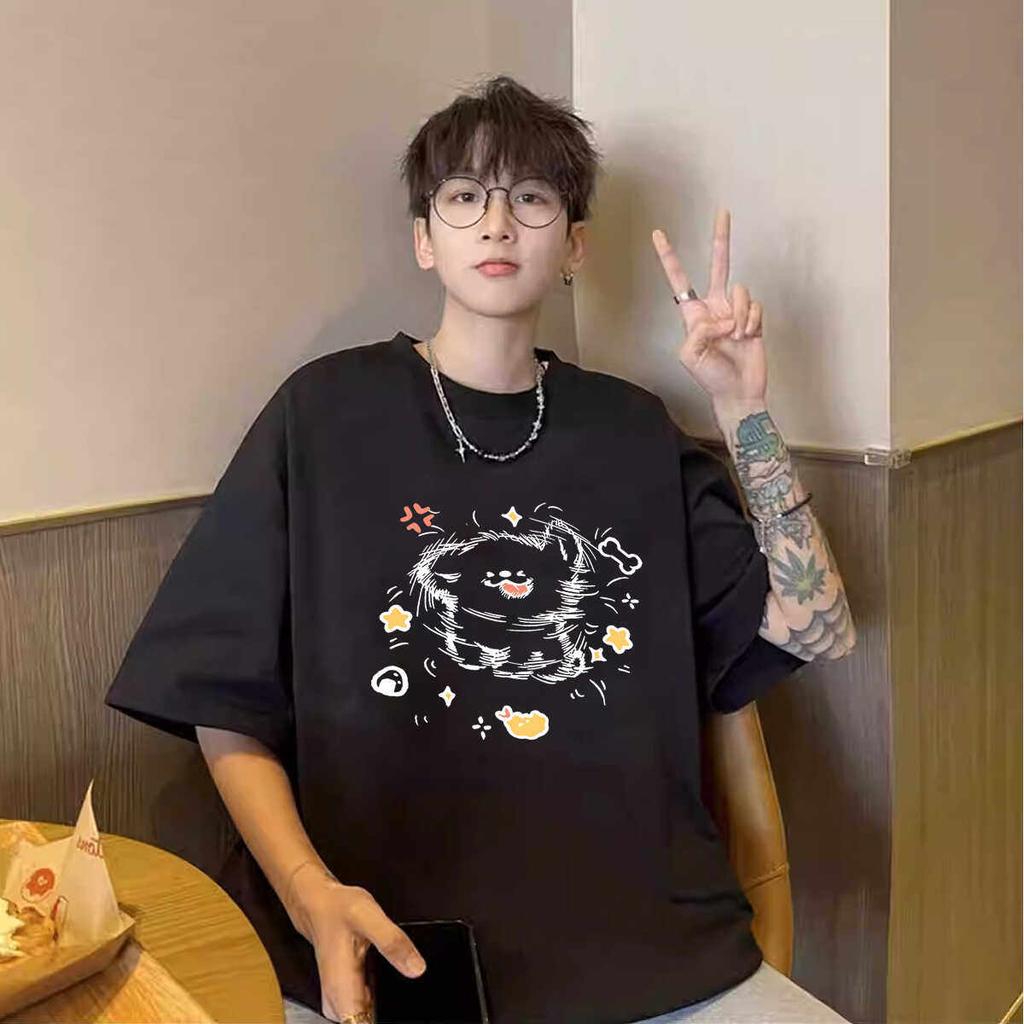 New Style Hong Kongstyle American Retro Pure Cotton Shortsleeved Tshirt for Unisex Summer Loose Halfsleeved Version Breathable
