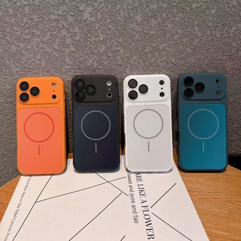 Transformable Magnetic Ring Thin Phone Case for Apple 17ProMax, 16/15/14/13/12 - Skin-Feel, Cross-Border Sticker Style