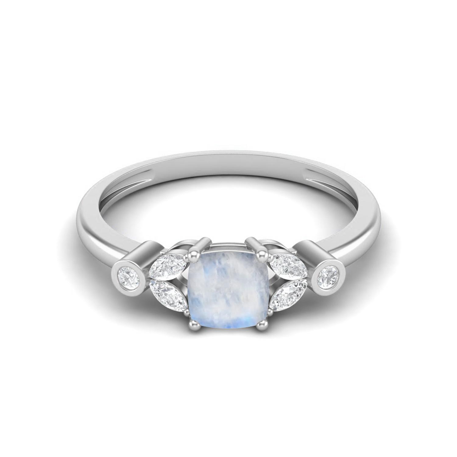 

1.19 Cts Cushion Shape Moonstone Solitaire 925 Sterling Silver Wedding Women Ring 9 белый