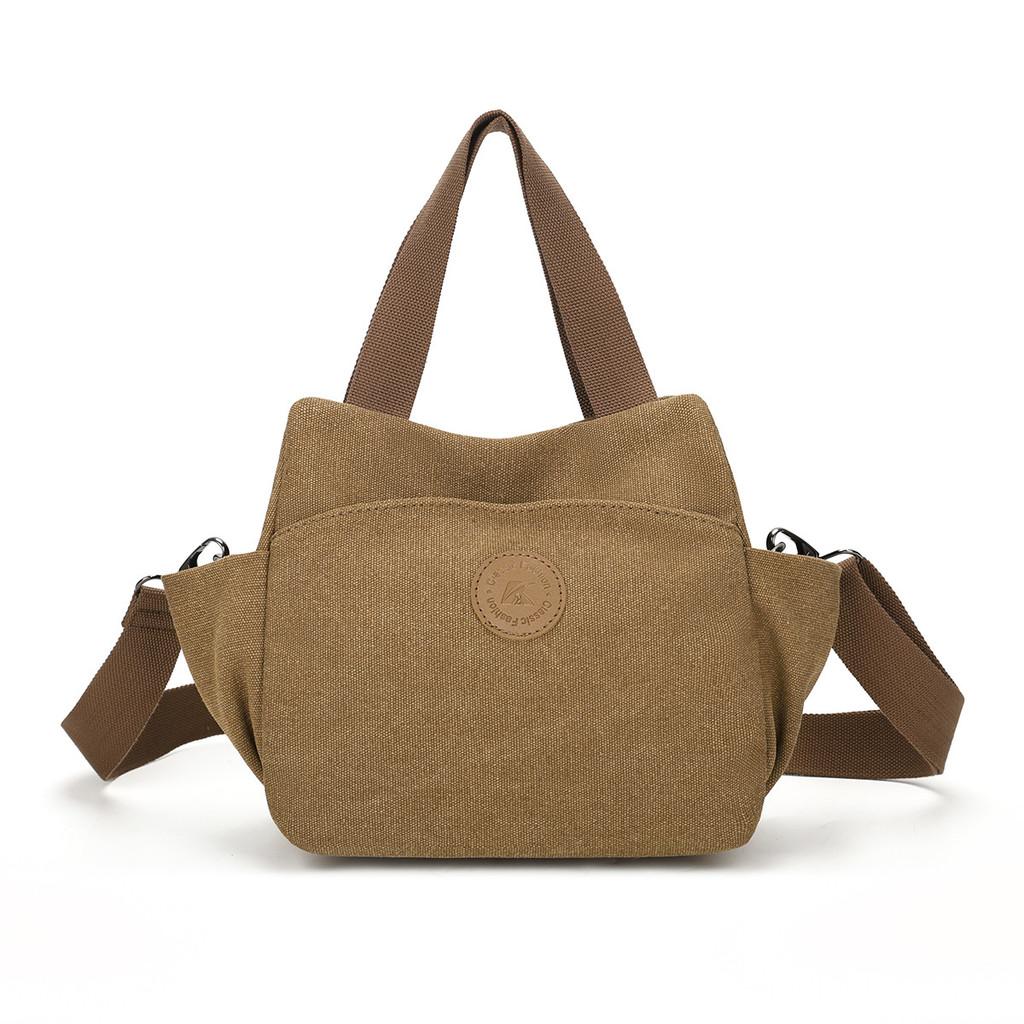 Vintage Canvas Shoulder Bag For Women With Zipper Pockets And Retro Style For Daily Use