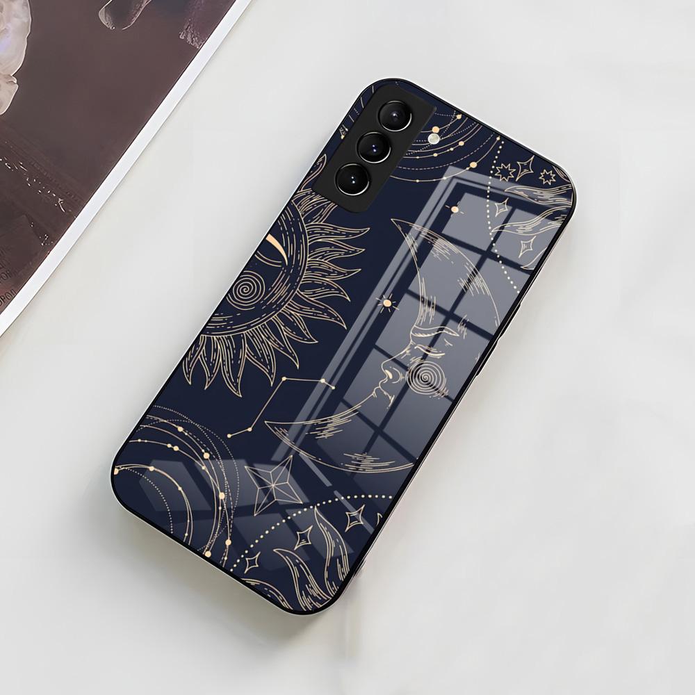 Yinuoda Funny Sun Moon Face Phone Case For Samsung A56 A36 A26 A16 A15 A25 A35 A55 A14 A34 A24 A54 Glass Case