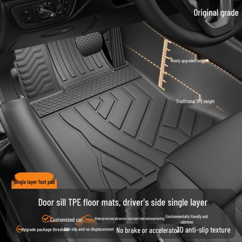 Waterproof TPE Car Floor Mats for Pentium B30 (2016-2018), One-Piece Molded with Door Sill Coverage
