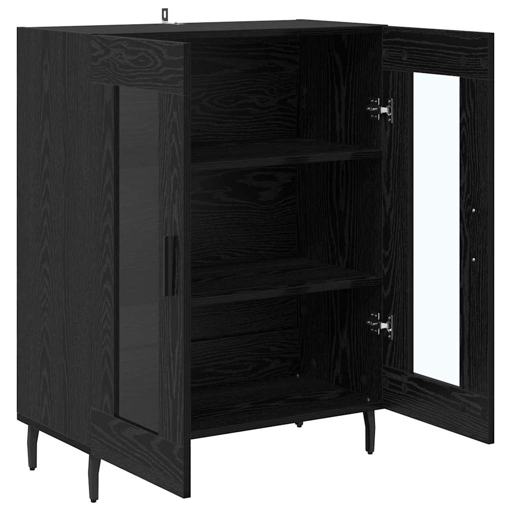 Sideboard in Black Oak Look 69.5 x 34 x 90 cm Particle Board