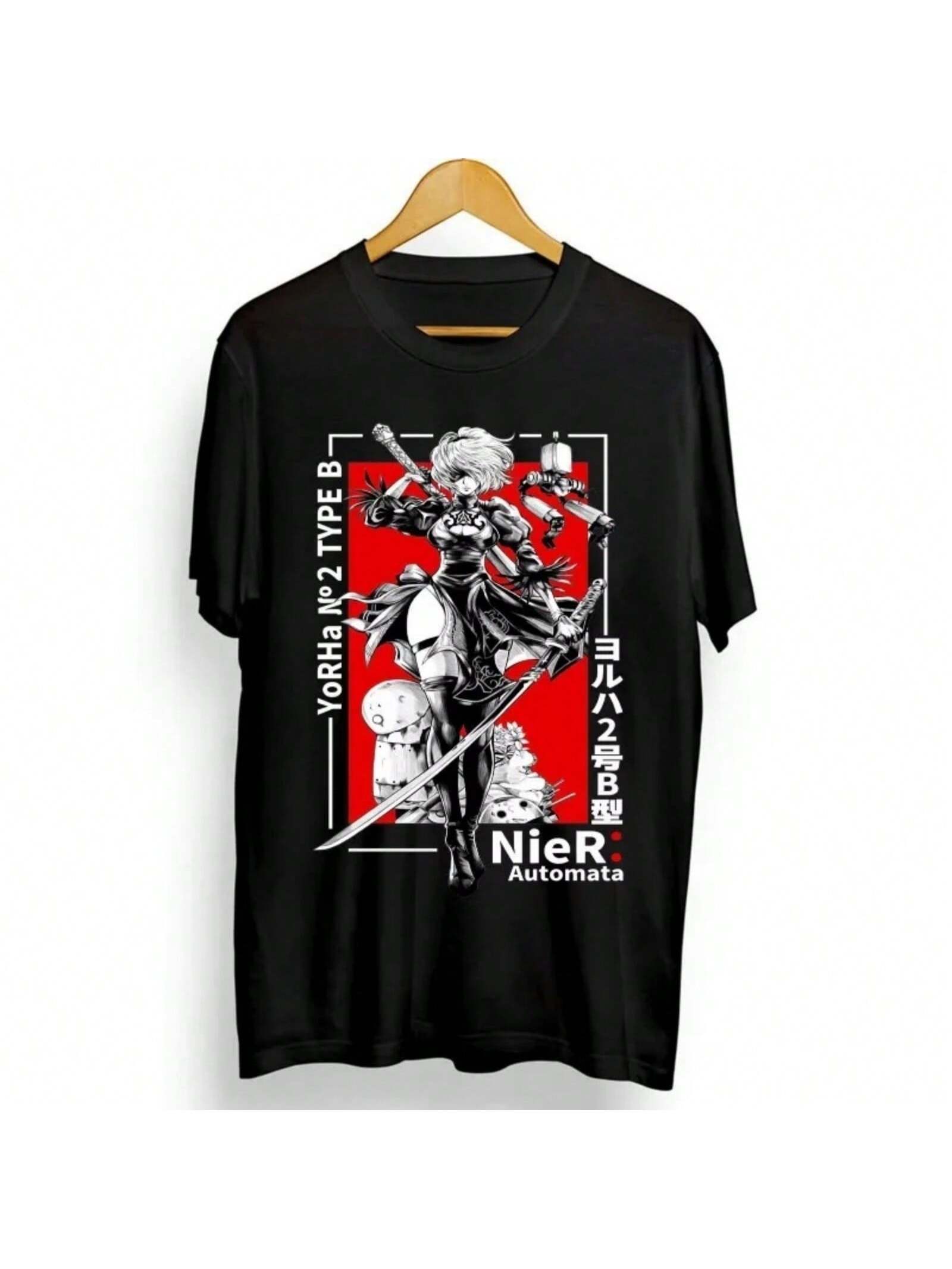 Nier Automata 2B YoRHa New Wounisex s Shirt, Girls, Cyberpunk Waifu Graphic T-Shirt Fashion Wounisex s Top T-Shirt S разноцветный