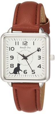 Arias Amalfidia Analogleder Katze Weiß Braun Uhr, Wasserdicht, Armband, Design, Zifferblatt, WW20025A-154, Damen,