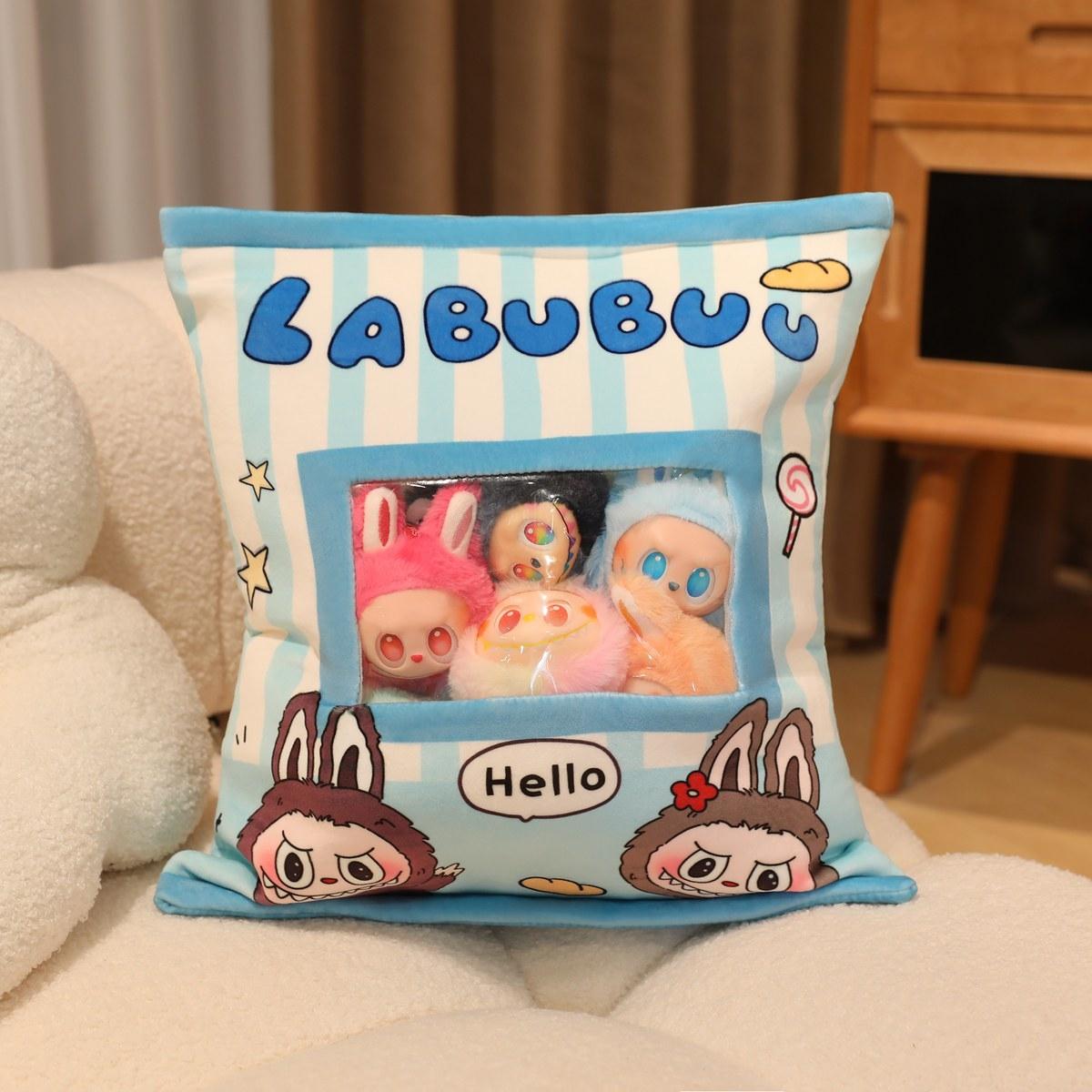 

Креативный набор из 6 милых Лабубу в сумке, плюшевая игрушка, мягкая набивная аниме-плюшевая игрушка Лабубу, подарки на день рождения, Рождество, для девочки 35x45cm небесно-голубой