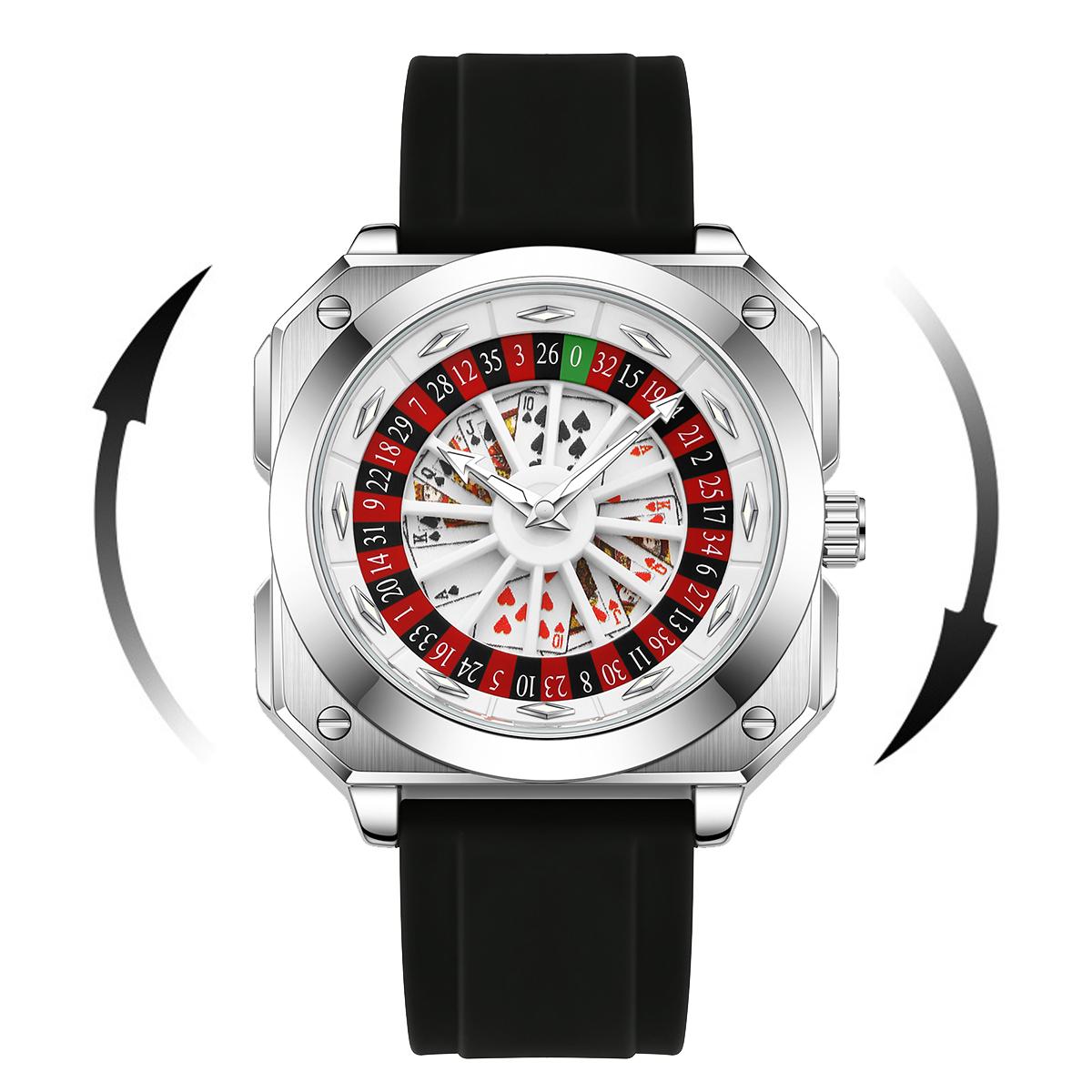 

Мужские часы-рулетка в спортивном стиле с силиконовым ремешком и ночной подсветкой, квадратные наручные часы