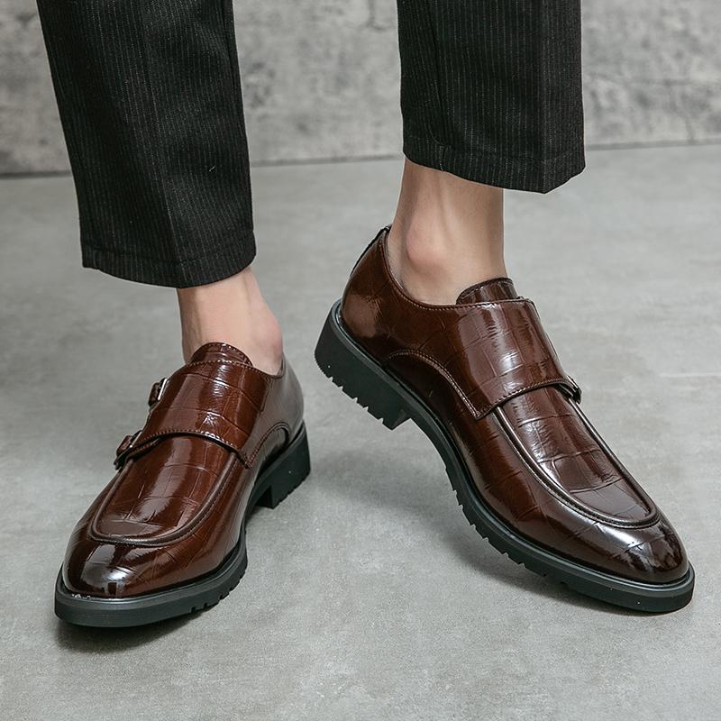 New Classic Business Mens Dress Monks Patent Leather Fashion Elegant Formal Wedding Designer Office Oxford Shoes for Men Loafers