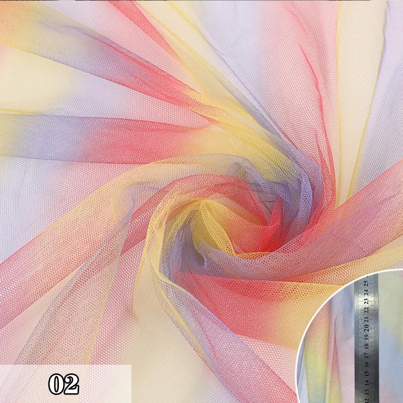 2/4/6 Yard Colorful Gradient Rainbow Mesh Fabric Rainbow Tulle Fabric For Diy Tutu Skirt Princess Dress Wedding Party Decor