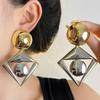 European & American Gold/Silver Geometric Rhombus Earrings: Elegant, Fashionable, High-End Temperament Ear Studs.