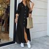 ZANZEA Women Casual Turn Down Collar Long Sleeve Vintage Long Shirt Dress