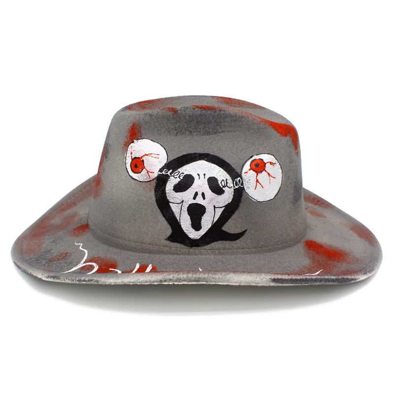 Colorful Skull Pattern Cowboy Hat for Halloween & Christmas Masquerade