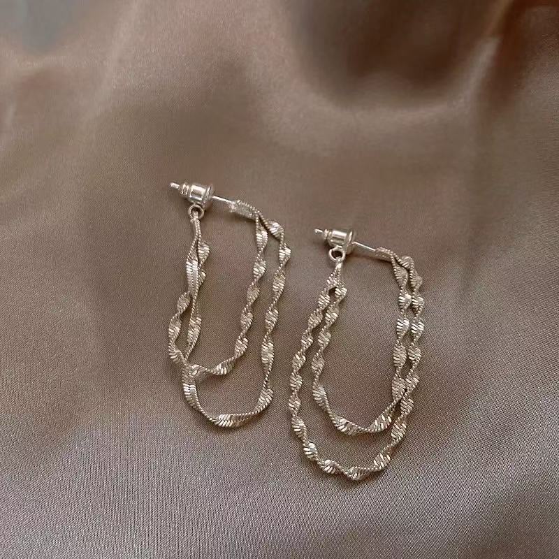 Fashion Luxurious Unique Long Chain Bling Tassel Earring for Women Exquisite Statement Pendant Earring Wedding Jewelry Gifts