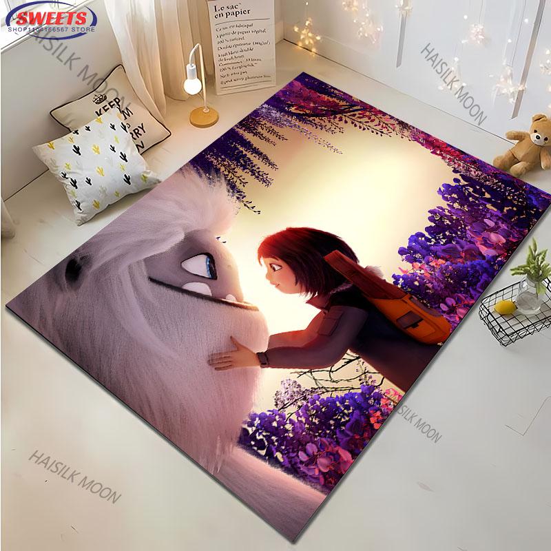 1PC A-Abominable Cute Burnish Cartoon Carpet Living Room Bedroom Sofa Large Area Decorative Mat Kids Play Soft Non-slip Rug Gift