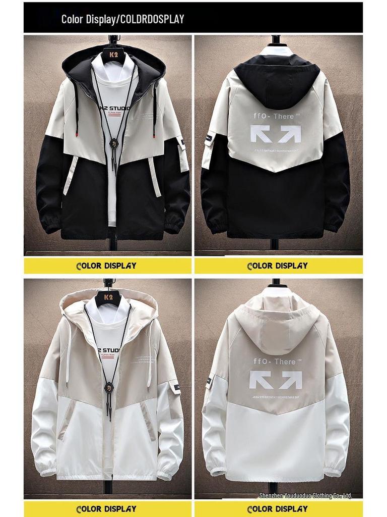 Pánská trendy pracovní bunda s kapucí v korejském stylu pro teenagery