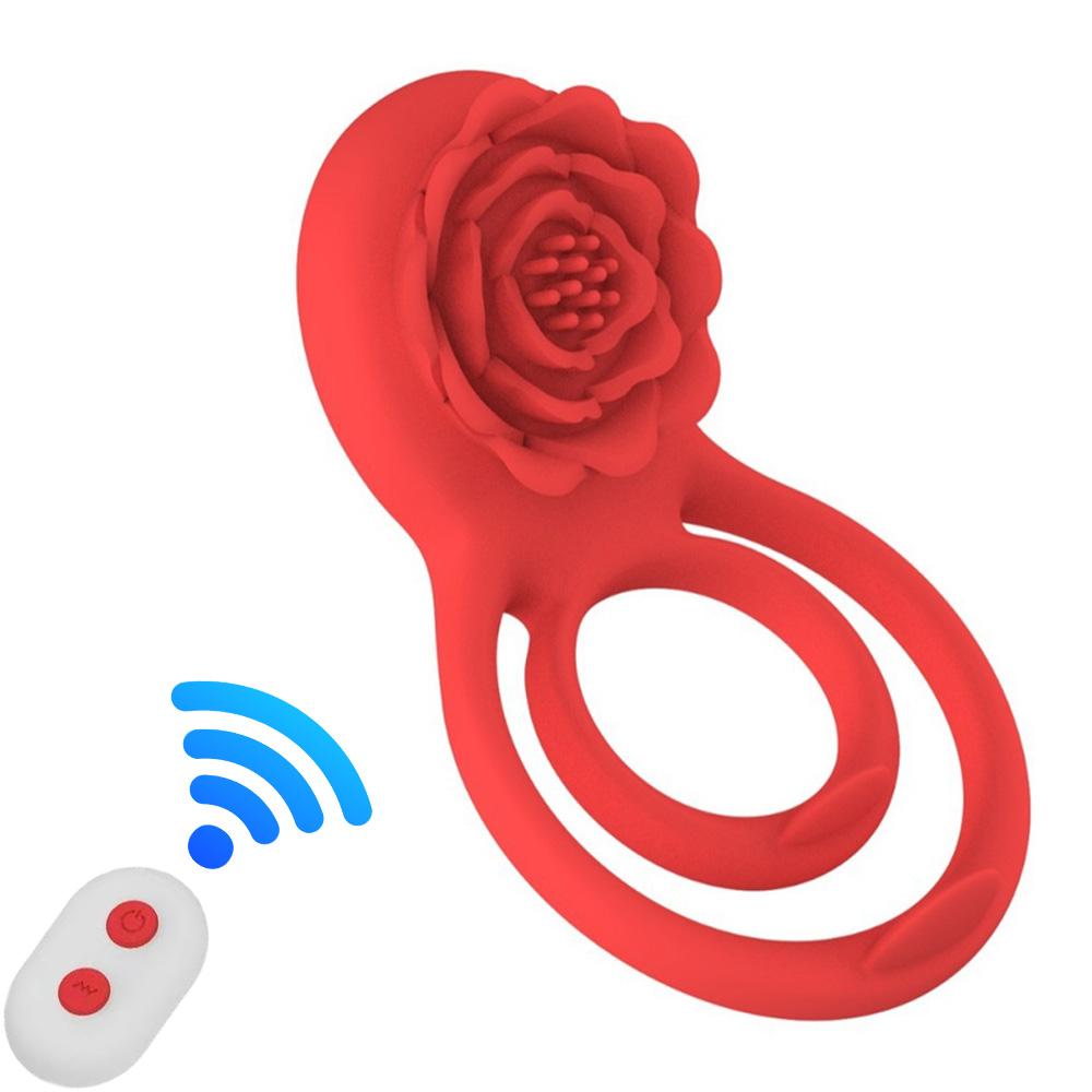 Rose Couples Vibrating Ring Vibrator Adult Toys for Men Women, 7 Modes Cockring Sexual Stimulation Long Lasting Stronger Male Rose Sex Toys