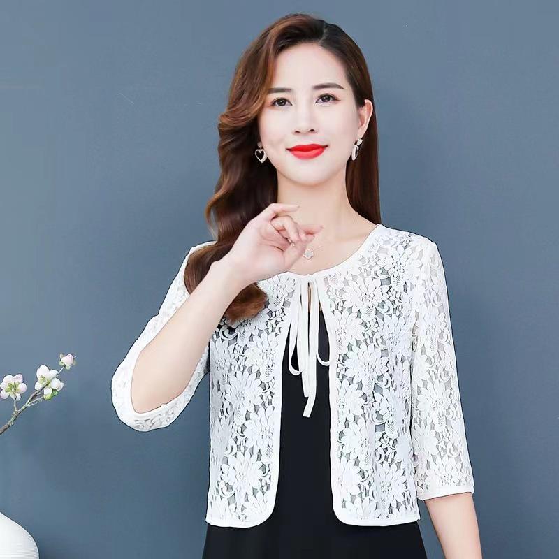 Summer Lightweight Lace Tie-Up Bow Cardigan Shawlette Jacket