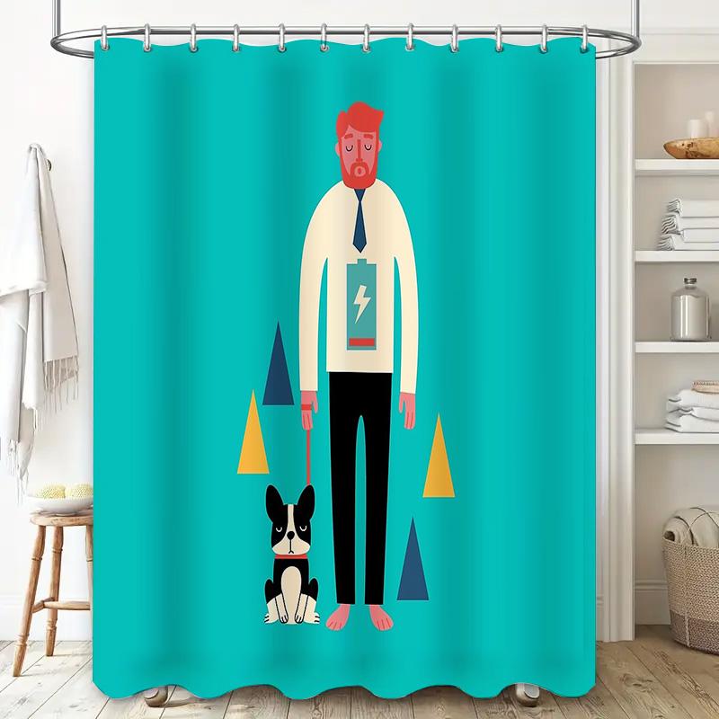 Dog Lover Shower Curtain Cute Puppy Pet Bathroom Decor Modern Farmhouse Washable Fabric Wall Art