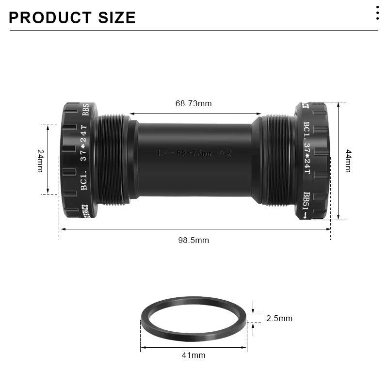 BB68-73mm Bicycle Bottom Bracket Adapter Crank 1.37/24mm For Road Bike Hollowtech Central Axis Aluminum Alloy MTB Accessories