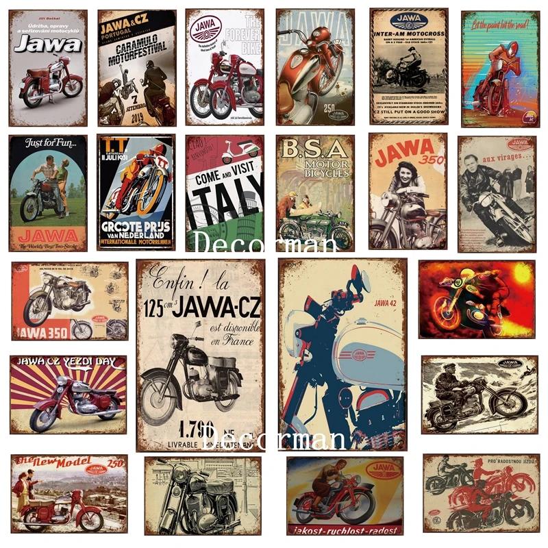 [ DecorMan]  JAWA BSA Motor Kovové Znamení Plakáty Vintage Malba Vlastní Klubová Dekorace LTA-1704 vintage dekor