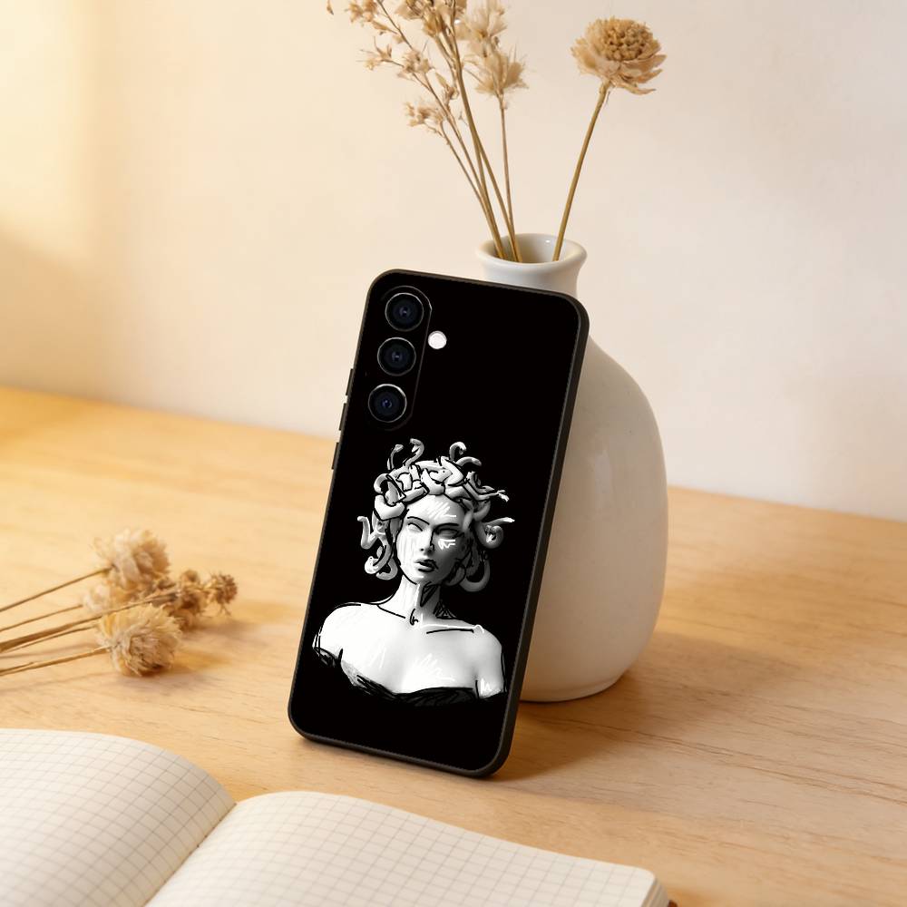 Coque de téléphone M-Medusa Mythologie Grecque Pour Samsung Galaxy A73,A72,A71,A70,A53,A52,A51,Autres Housse Souple Noire