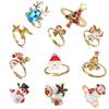 Trendy Christmas Cartoon Animal Finger Rings for Holiday Gifts