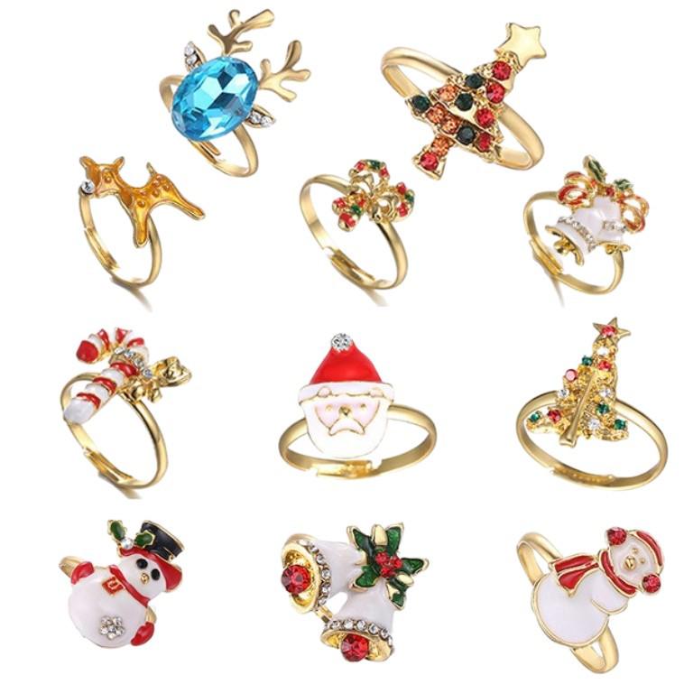 Trendy Christmas Cartoon Animal Finger Rings for Holiday Gifts