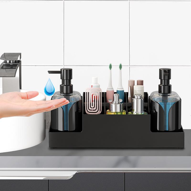 Dual-Press Multi-Compartment Soap Dispenser for Bathroom & Kitchen чёрный