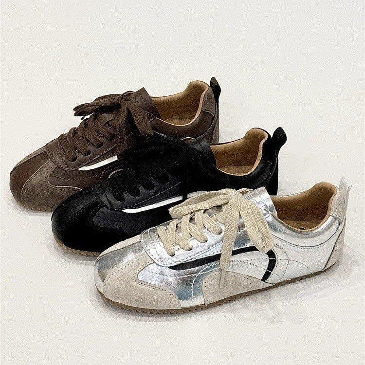 Módní dámské měkké kožené retro tenisky s plochou podrážkou, prodyšné, jarní nový styl, neformální, pohodlné, s bavlněnou podšívkou, gumová podrážka