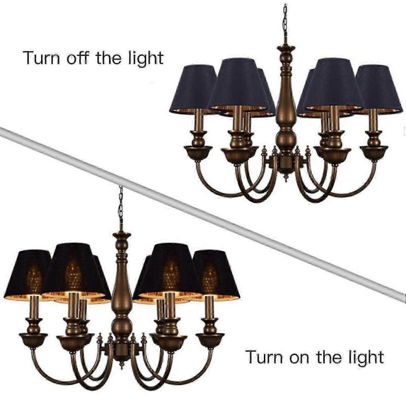 (6 Pack) Small Black And Gold Lamp Shades With E14 Socket For Table And Floor Lamps