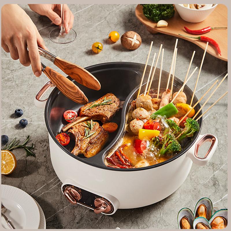220V Electric Hot Pot Multicooker Household Non-stick Cooking Machine Frying Pan Pot 5L Double-flavor Hot Pot 3L Single Pot