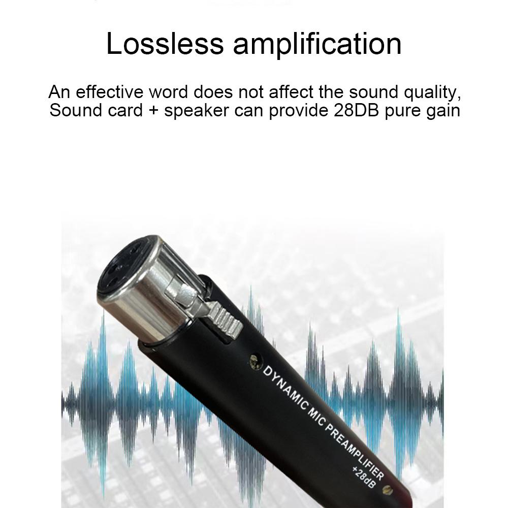 In line Microphone Pream Low Noise Gain Amplifier XLR Connection Port for Dynamic Microphone Stage Performance Karaoke