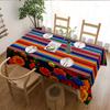 Mexican Striped Floral Day of The Dead Tablecloth for Table Decor Mexico Rainbow Marigold Kitchen Dining Table Cloth Party Decor