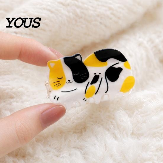 Transparent Hair Clip Claw for Women, Widened Shark Tooth Design Shower Clip, Cartoon Cat Medium Long Lazy Style