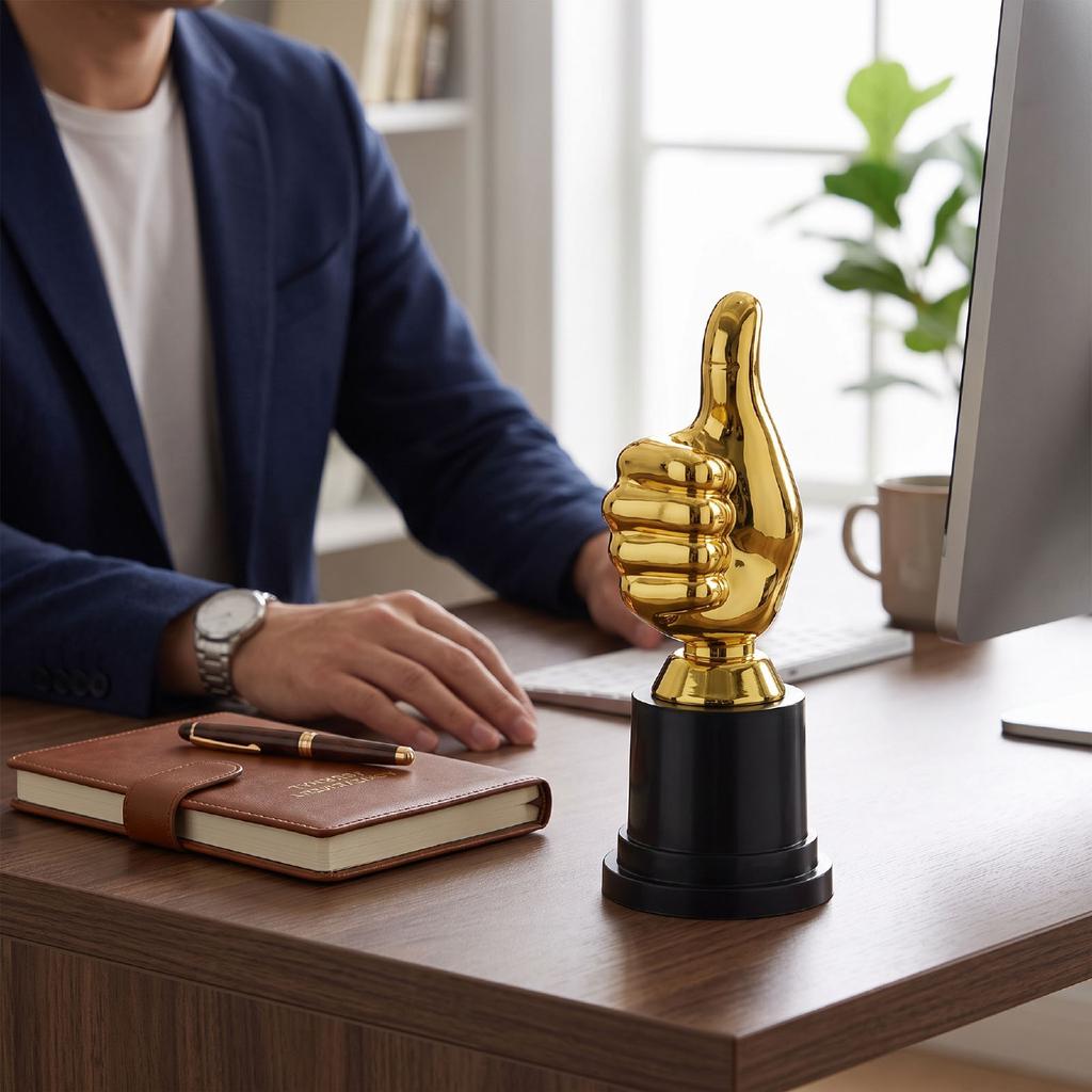 6pcs Gold 5.11 Inch Plastic Award Trophies for Adults Sports Events Party Classroom Prize Games