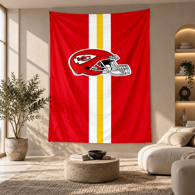 Arazzo Decorativo, Arte da Parete Stampato Kansas City Chiefs, Appeso da Parete Leggero per Sfondo Camera da Letto