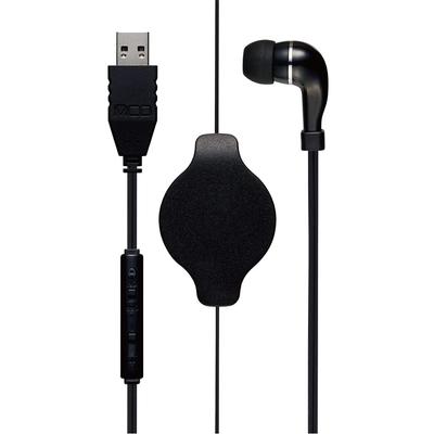 Słuchawki MIYOSHI MCO z mikrofonem na jedno ucho typu dokanałowego, chowane, złącze USB A, kontroler ręczny w zestawie, waga 27g, ultralekkie