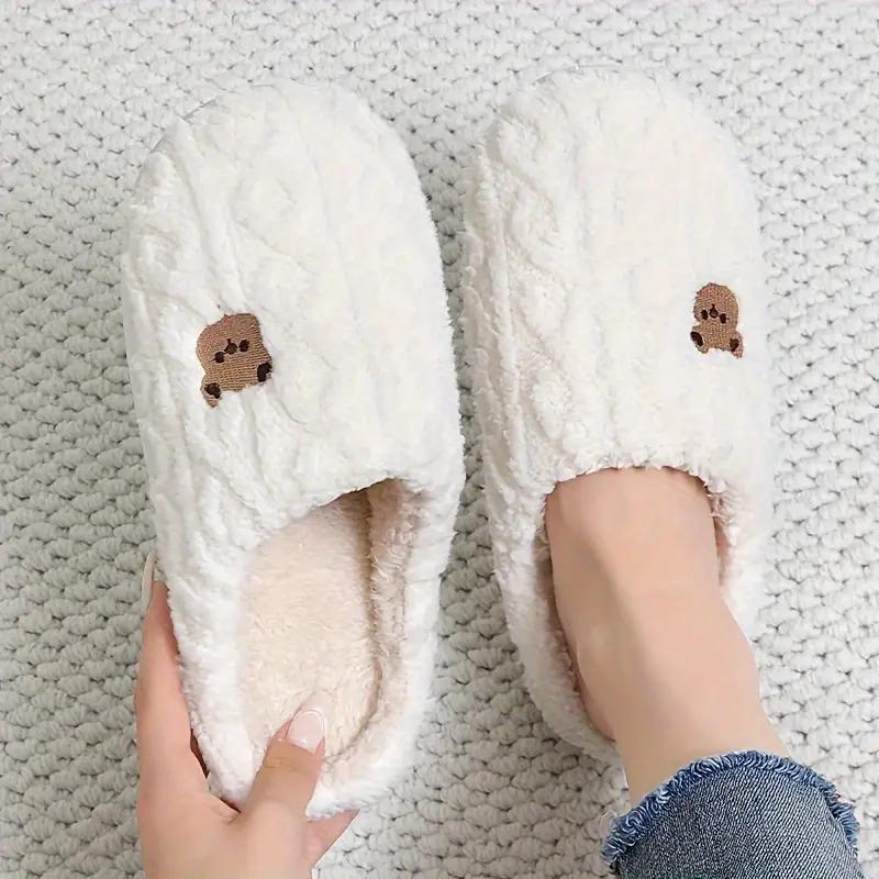 

Уютные мультяшные тапочки с медведем для женщин и мужчин - Плюшевые зимние домашние тапочки, Нескользящие, Теплые и удобные тапочки-шлепанцы 36-37 белый