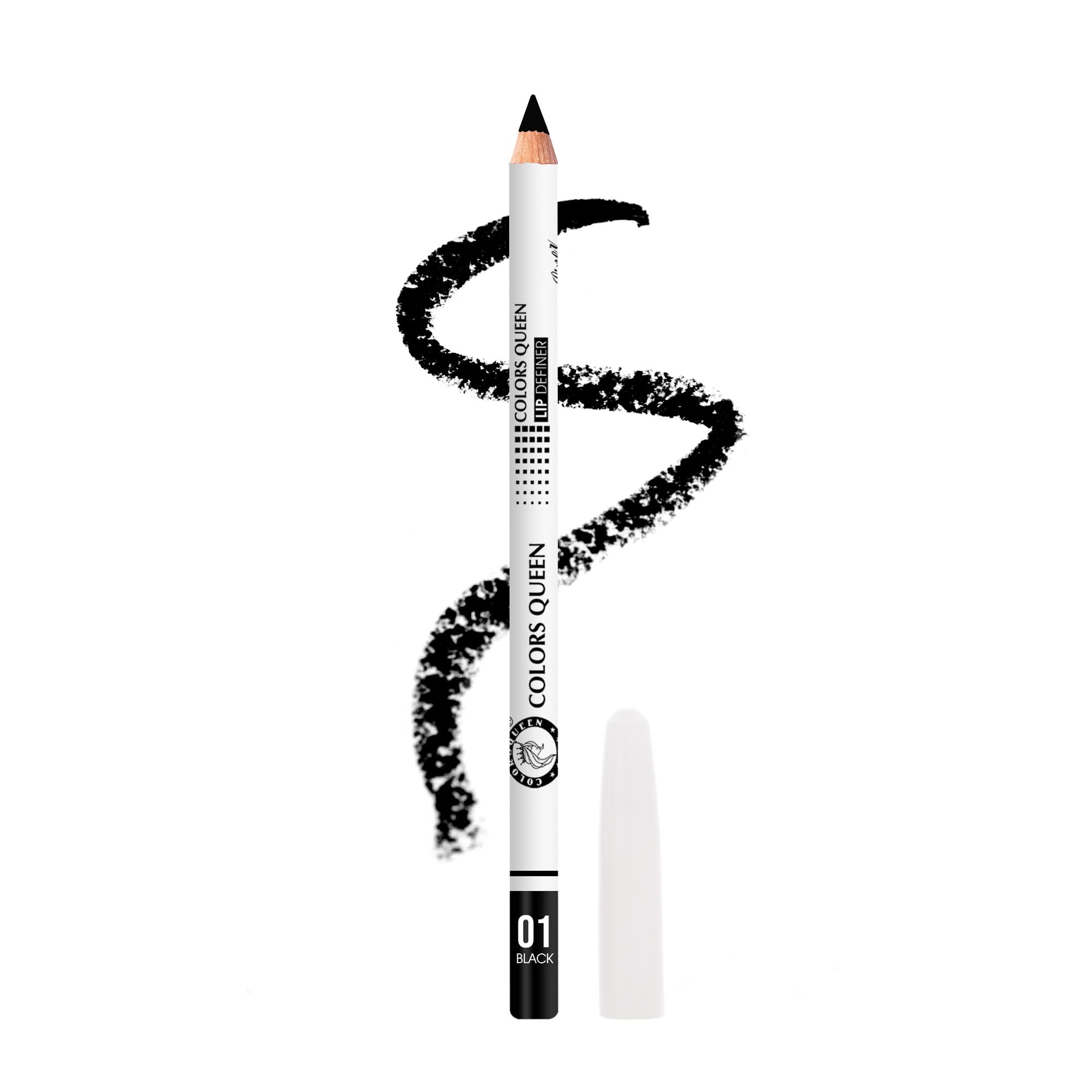 

Colors Queen Lip Definer Pencil | Highly Pigmented, One Swipe Smooth Application Matte Lip Liner | Long Lasting Lip Pencil (01 - Black)
