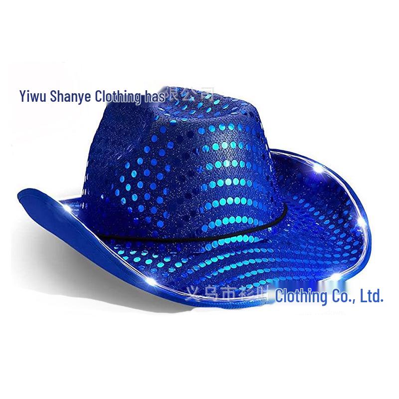 

Silver Pink Sequined Light-Up Western Cowboy Hat