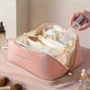1pc Travel Makeup Bag - 3-Layer PU Cosmetic Organizer,Beige/Gold for Brushes & Skincare, Holiday Gift for Christmas/Thanksgiving